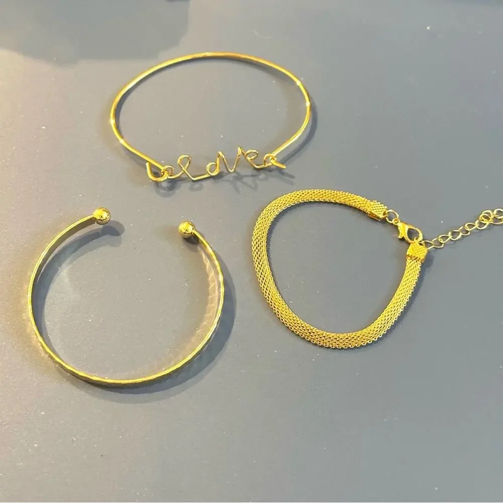 Gold Stack of 3 Bracelets